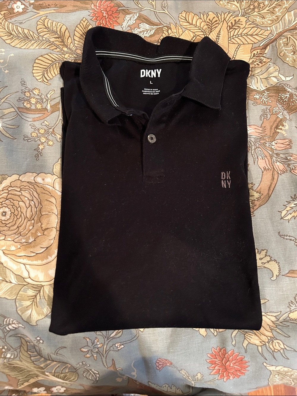 DKNY Black Men’s Polo Shirt with Subtle Logo